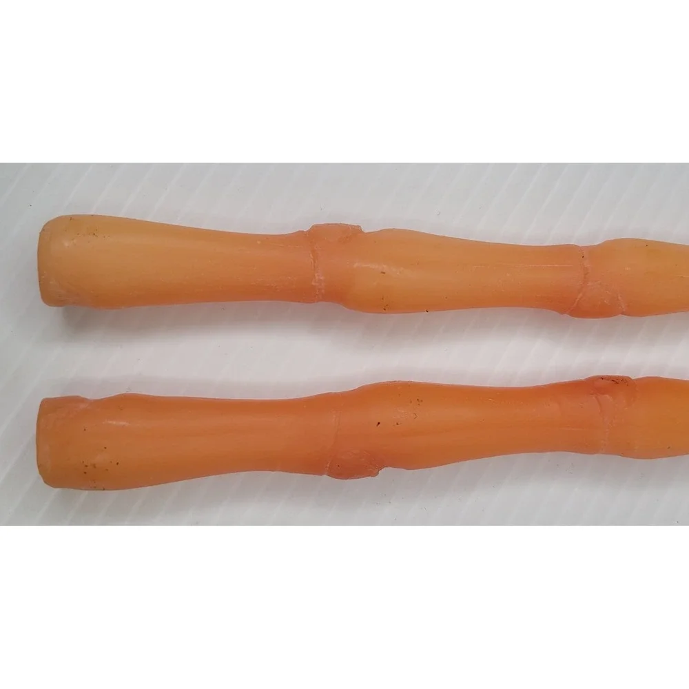 4 Fillamento Neiman Marcus 100% Beeswax Amber Bamboo‎ Shaped Taper Candles NEW